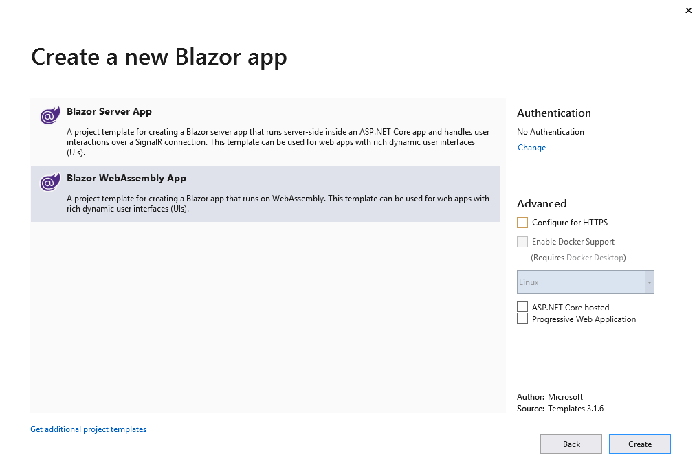 New Blazor app