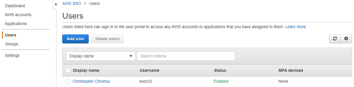 AWS SSO Users