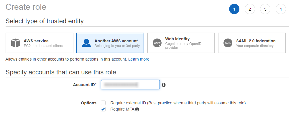 IAM Create Role page