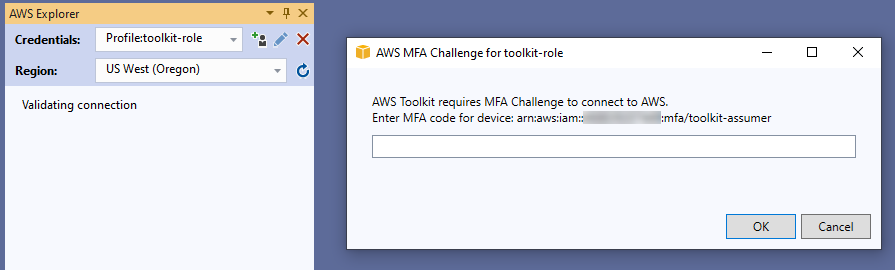 Prompt for MFA Code when Switching to an MFA profile in the Toolkit