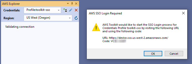 Prompt to start the SSO Login flow after selecting an AWS SSO profile from the Toolkit