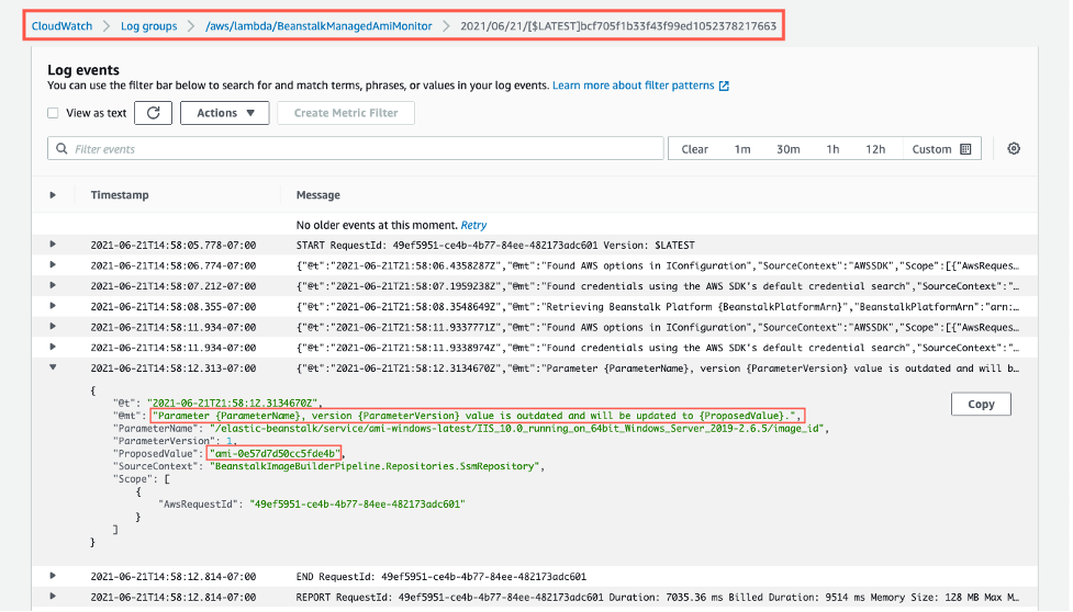 BeanstalkManagedAmiMonitor Lambda’s log