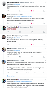 Responses and questions from Twitter users on reduction in install/publish size.