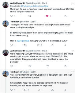 Responses and questions from Twitter users on reduction in install/publish size.