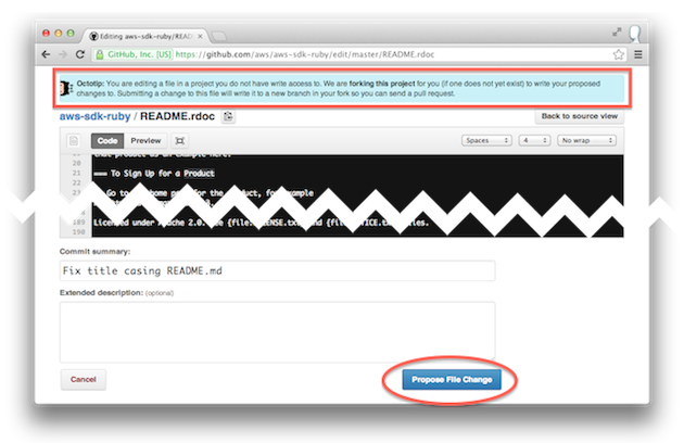 Editing a file in GitHub