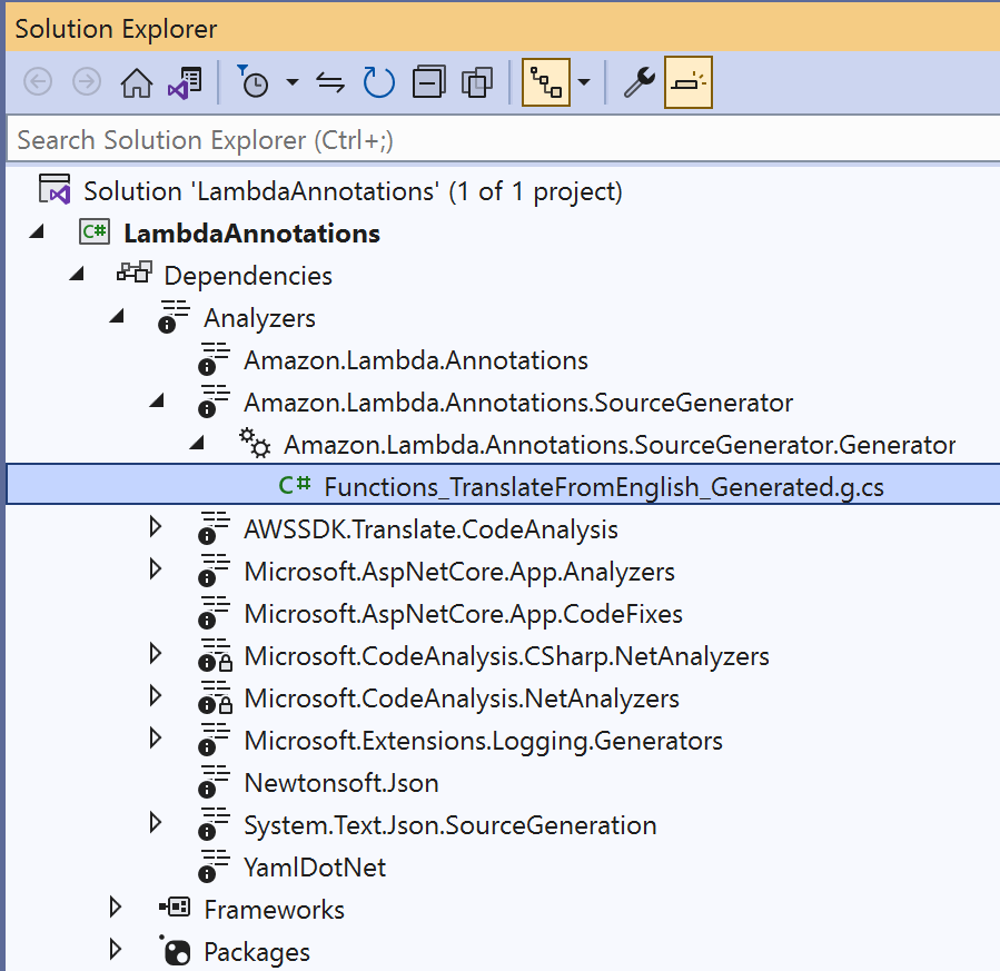 Analyzers in Visual Studio Solution Explorer