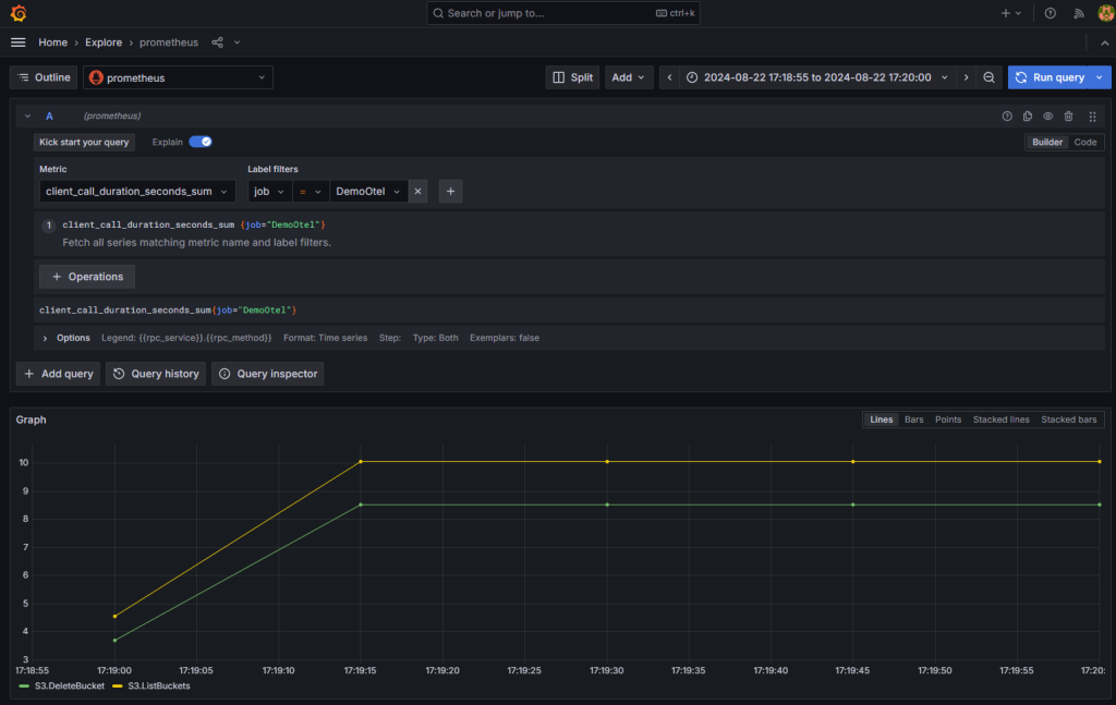Client call duration metric from Grafana