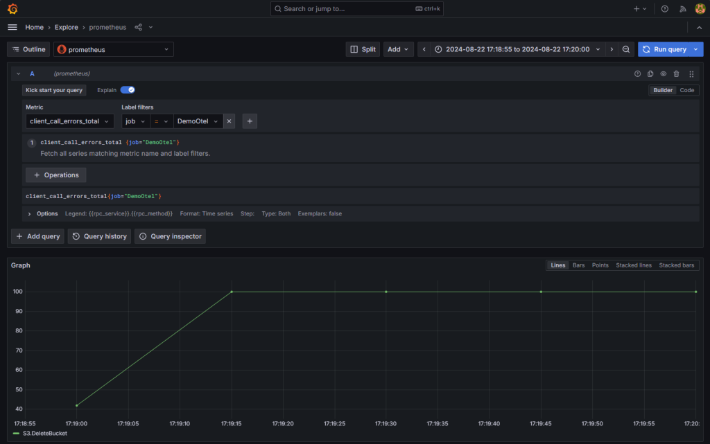 Client call errors metric from Grafana