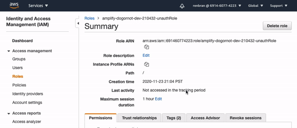 Create a managed policy to access S3 bucket