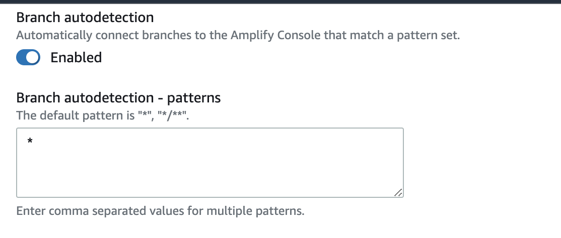 Amplify Console enable branch autodetection