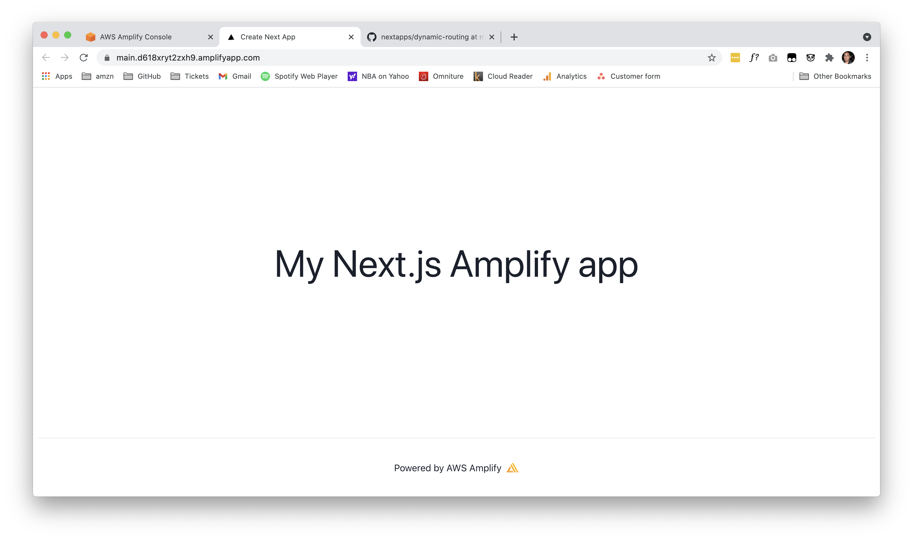 My Next.js Amplify App deployed on Amplify backend