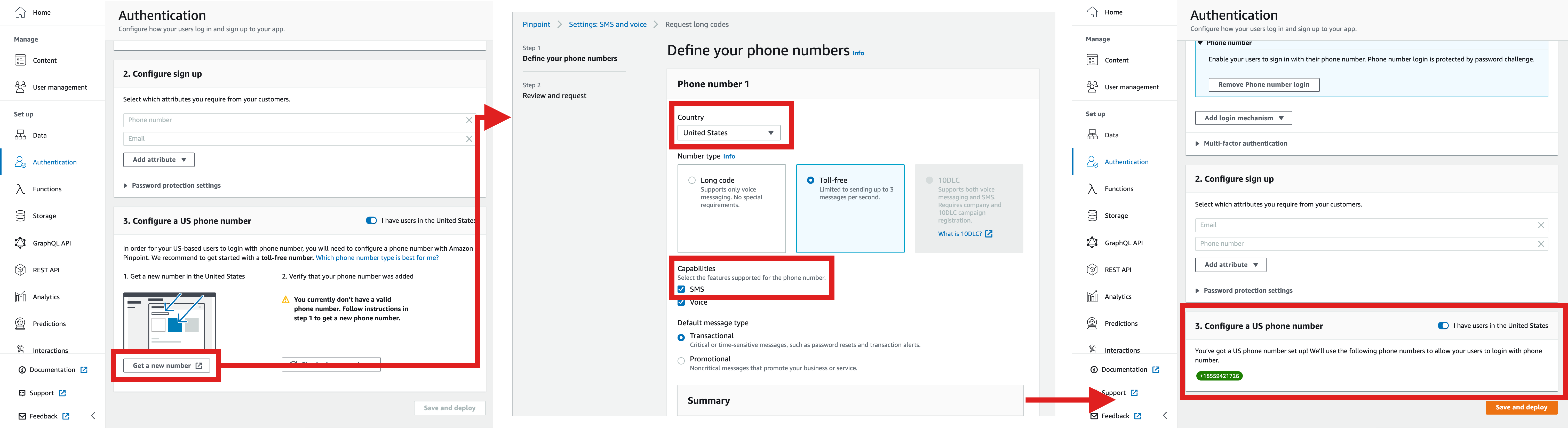 Admin UI add SMS-based authentication flow diagram