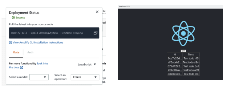 Screenshot of Admin UI + local frontend