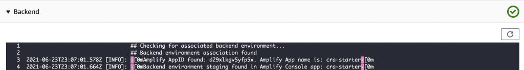 Screenshot of Backend Build Status