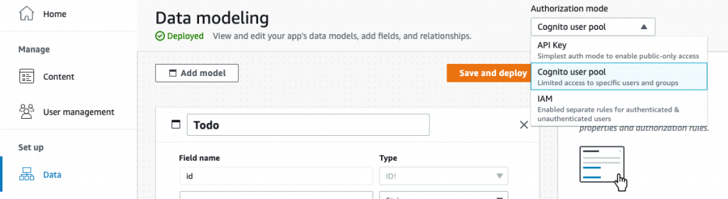 Screenshot of Admin UI's auth mode selector