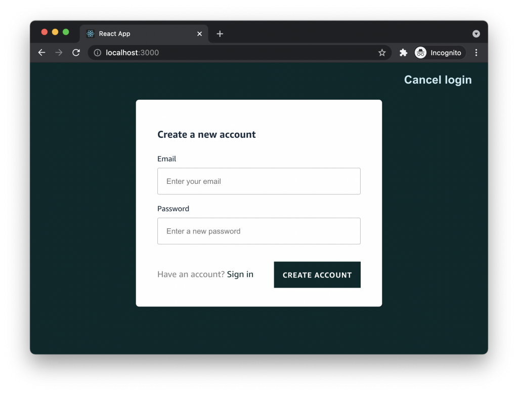 Screenshot of User Creation workflow