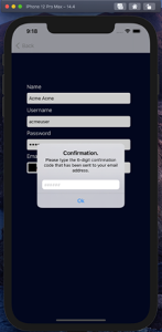 Enter the confirmation code you received in your email in the pop up dialog box to confirm the sign up process.