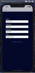 On the Create Account screen sign up using name, username, password and email address