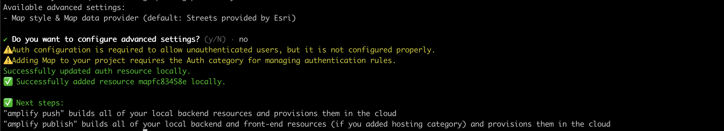 Stick with default configurations and skip advanced settings for maps