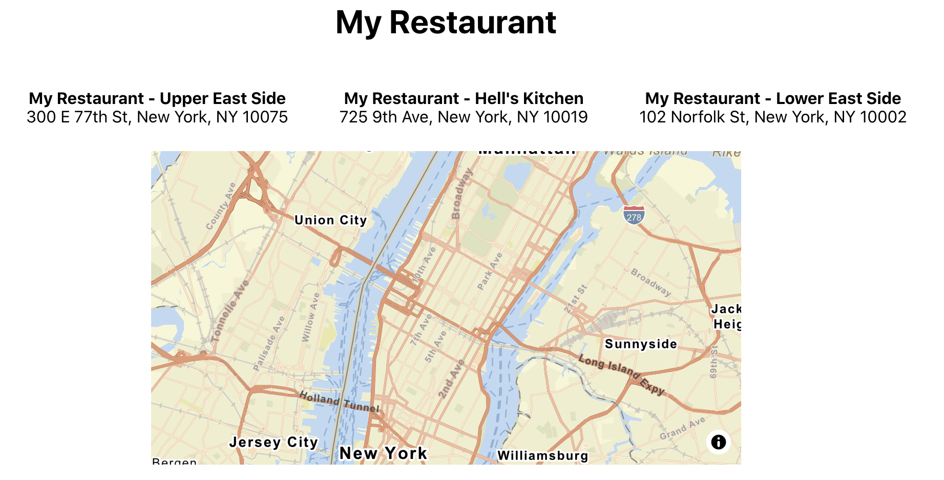 My Restaurant app with map