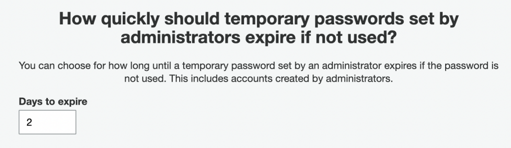 Screenshot of Cognito user pool console