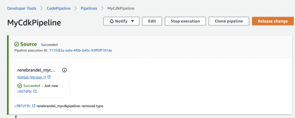 AWS CodePipeline screenshot