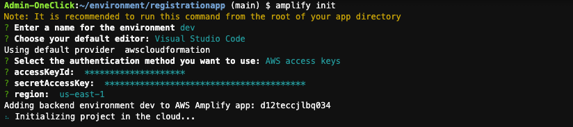 Run amplify init command.