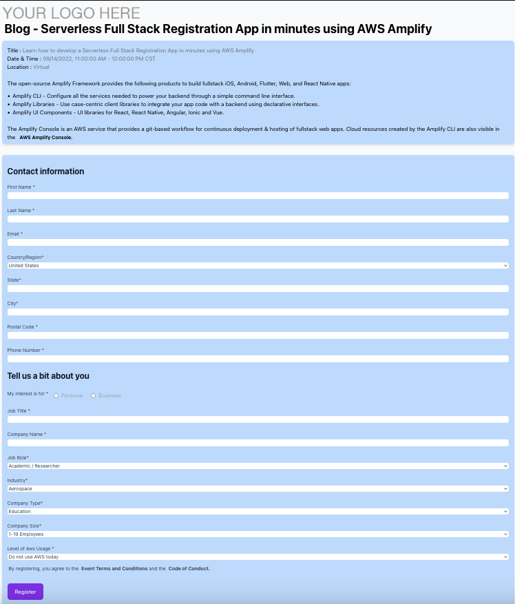 Registration application