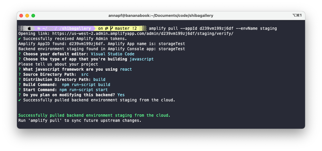 Select your preferred editor, select javascript, and react for the type of app and framework you’re building. Then, select all of the default settings.