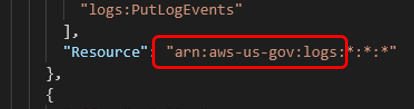 Update the arn to use the aws-us-gov region.