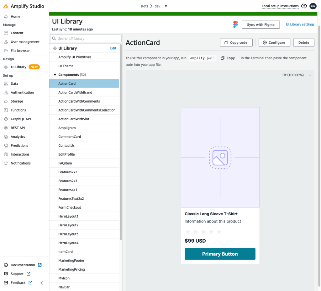 Screenshot of UI Library page