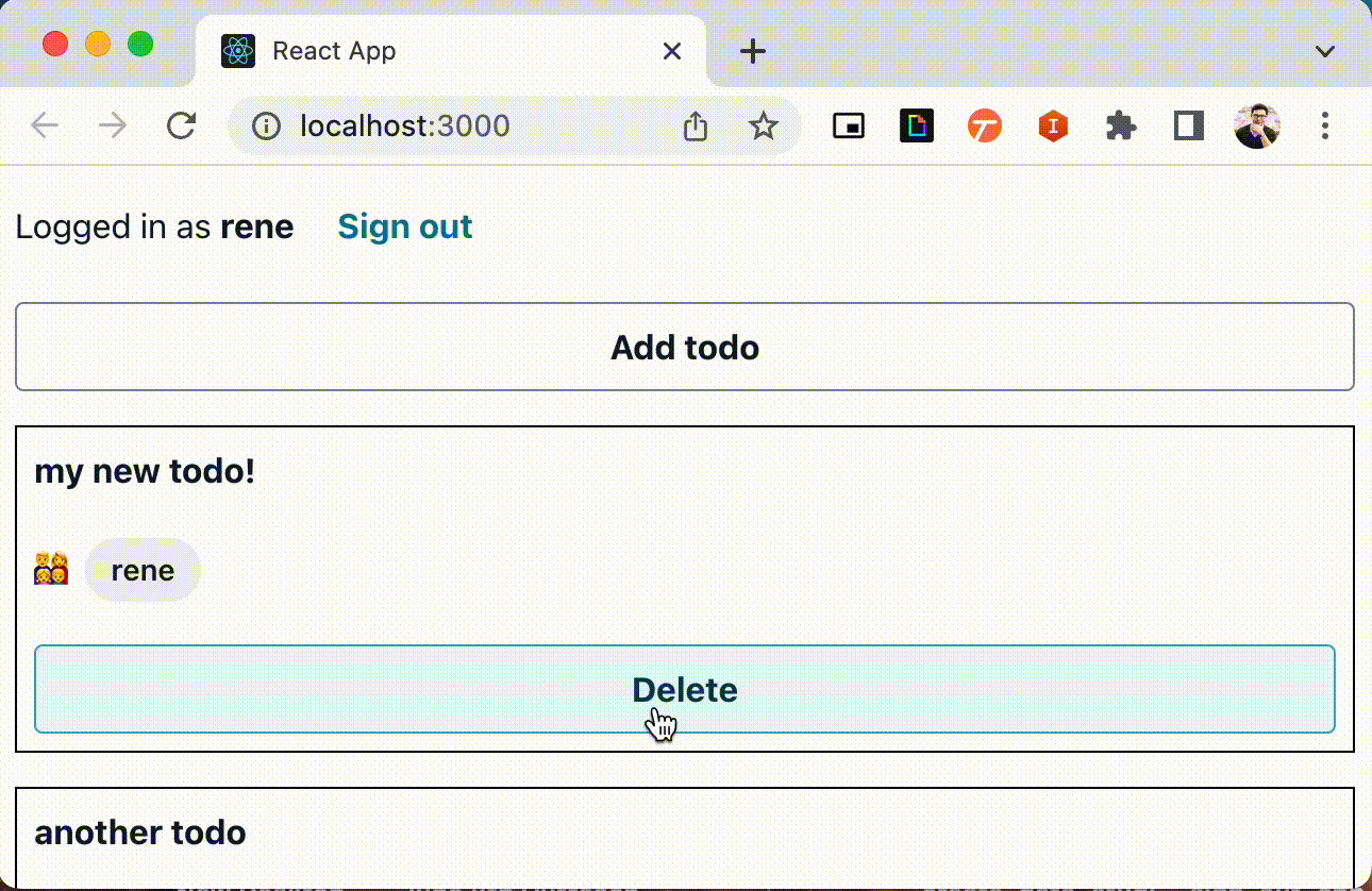 Demo of GraphQL deletion working