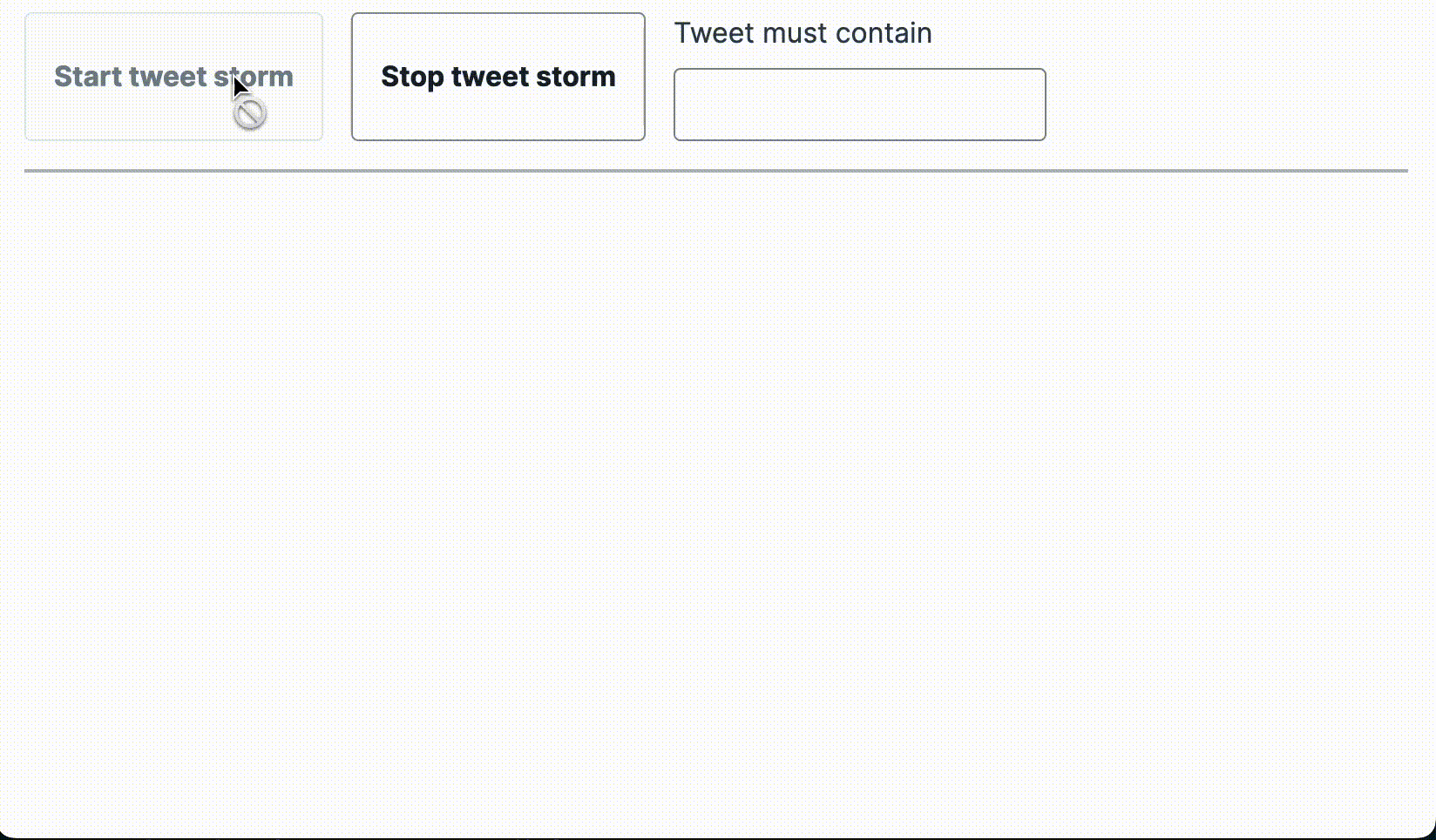Demo of simulated incoming tweets