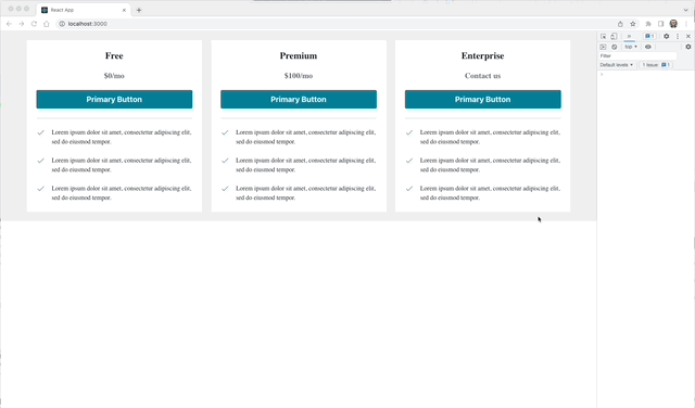 animation of the component adjusting to screen size