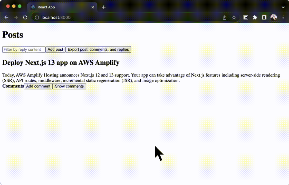 Recording of demo app working