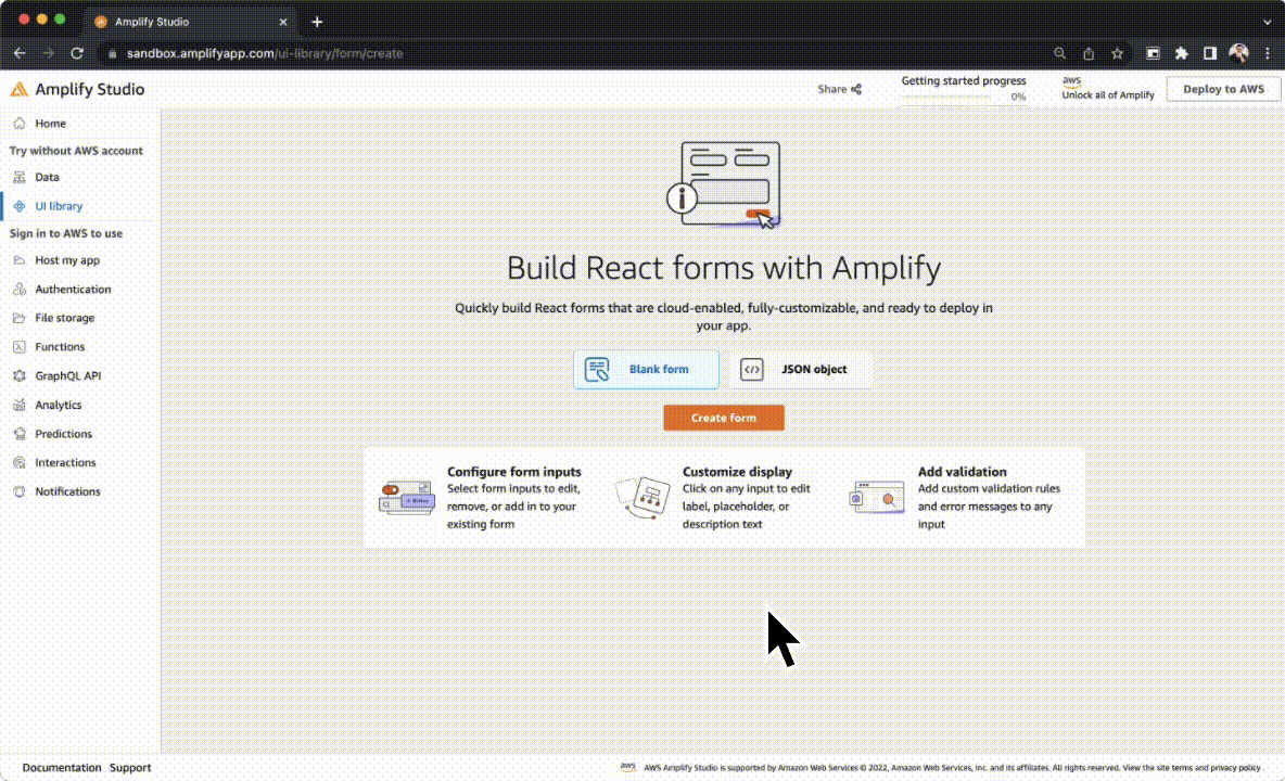 Demo video of how to create a form based on JSON