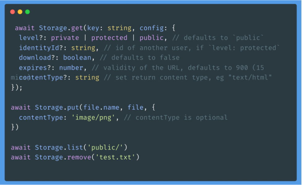 Example use cases for Amplify.Storage module