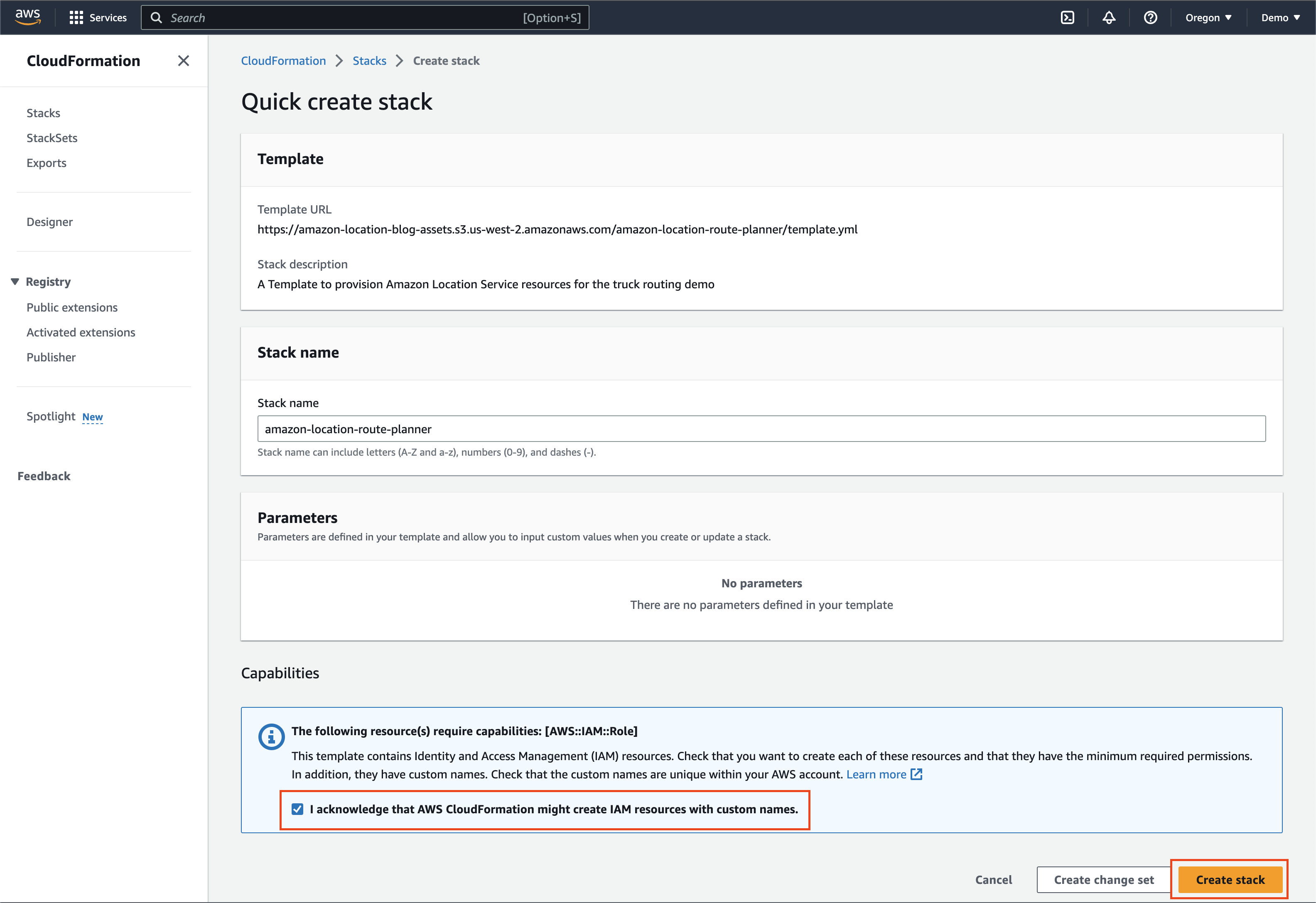 Deploy the CloudFormation template to your AWS account using the AWS CloudFormation console.