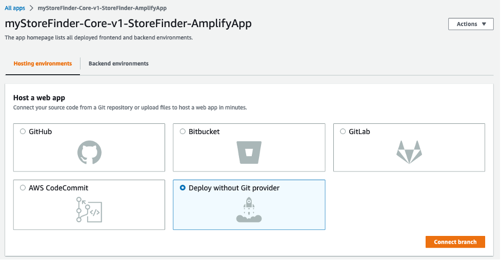 Figure 12: Deploying an Amplify app without a Git provider