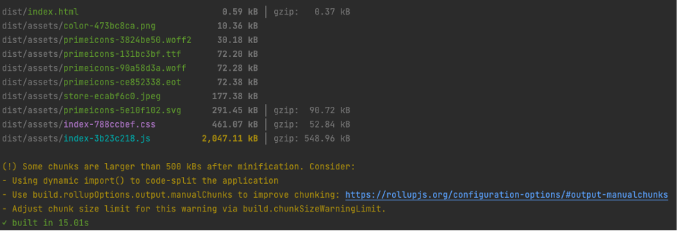 Figure 11: Confirming successful completion of npm run build