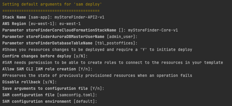 Figure 9: Deploying the SAM template for "Store Finder - API Pattern 2"