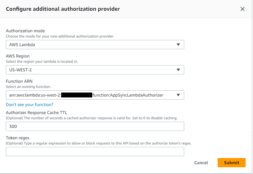 Secondary authorization mode configuration