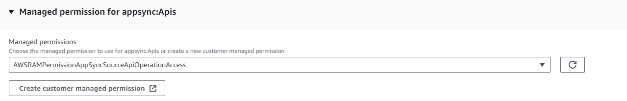 AWS RAM managed permission sets for AppSync APIs