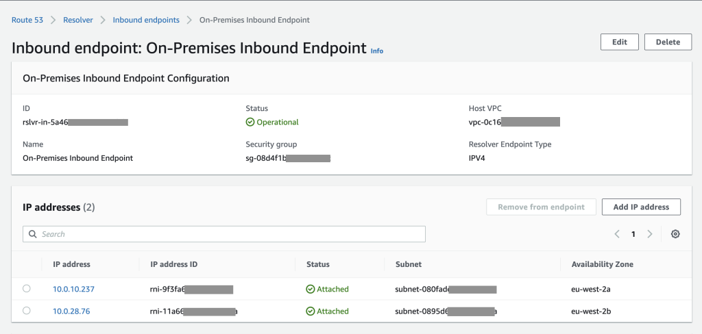 Configure Route 53 resolver for inbound-endpoints