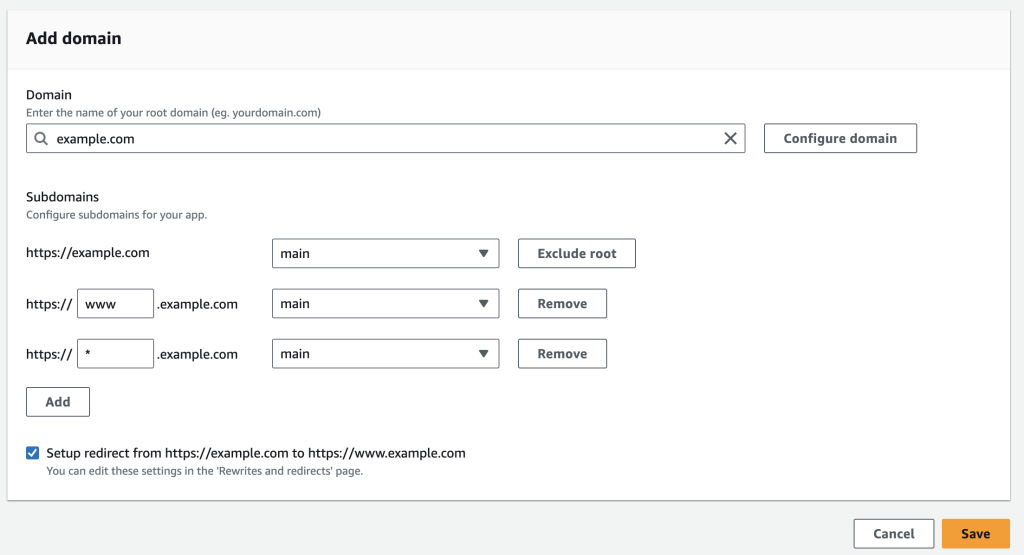 Add a wildcard subdomain to the custom domain