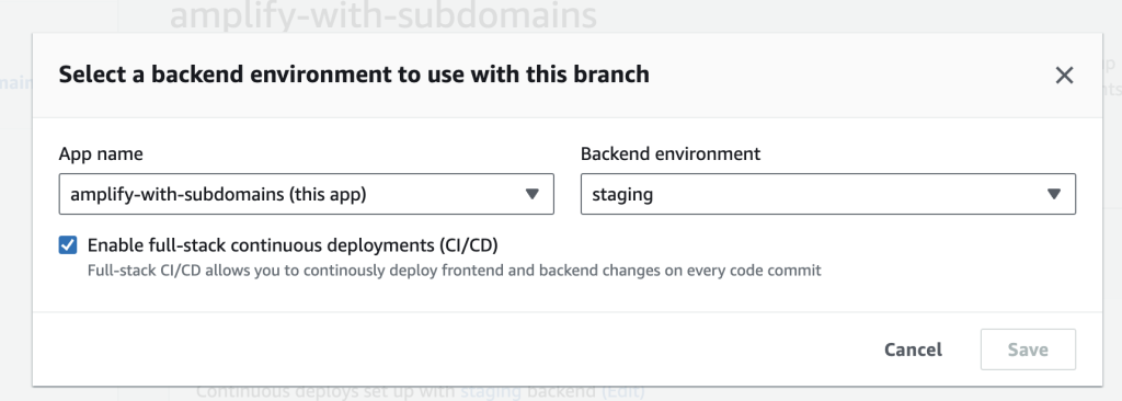 Link Amplify frontend to the new staging backend