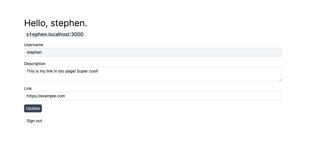 User Bio Profile form