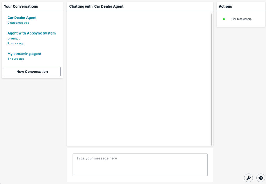 agent foundation model screen with action