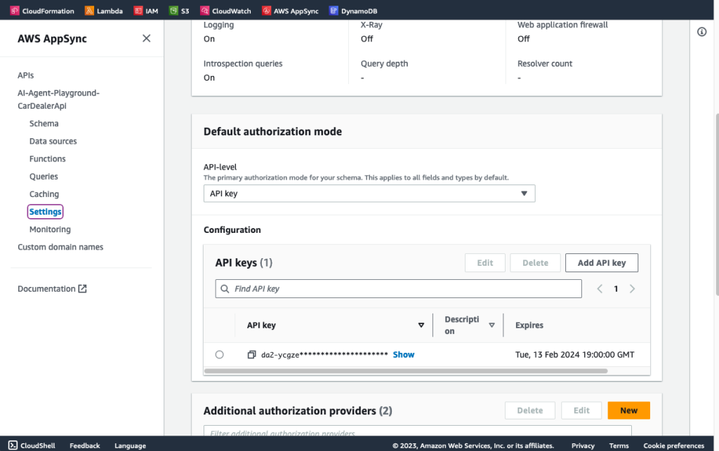 aws appsync settings