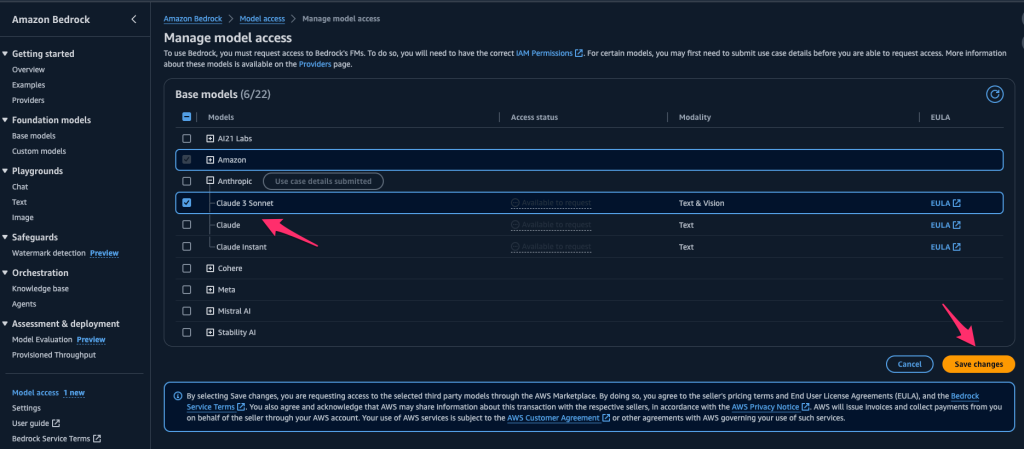 Check the Claude 3 Sonnet option and save the changes